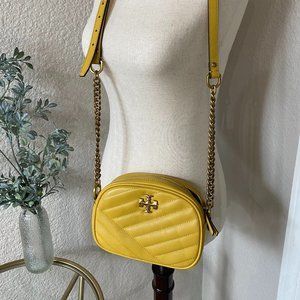 New Tory Burch Kira Chevron Small Crossbody Mustard Color